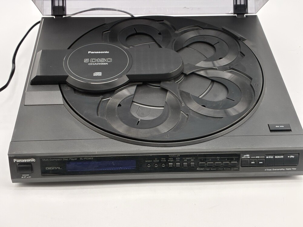Panasonic SL-PC363 5 Disc CD Changer Player Vintage 1990 Japan Tested Working